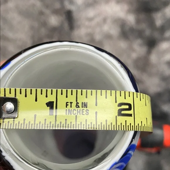 TALL Blown Glass Abstract Art
Vase Blue Brown Swirl Colors Black glass band - Picture 16 of 16